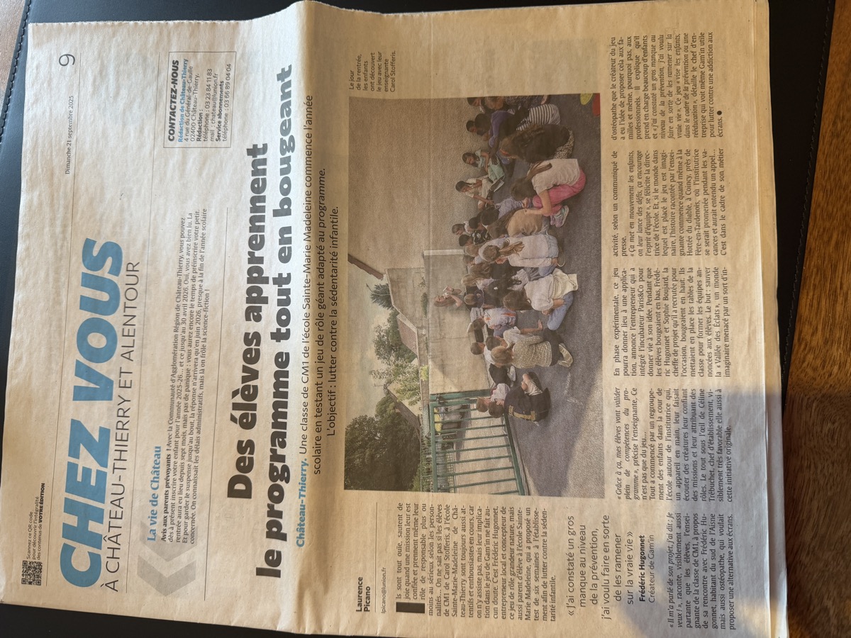 Article L'Union : classe pilote Gam'in à Château-Thierry